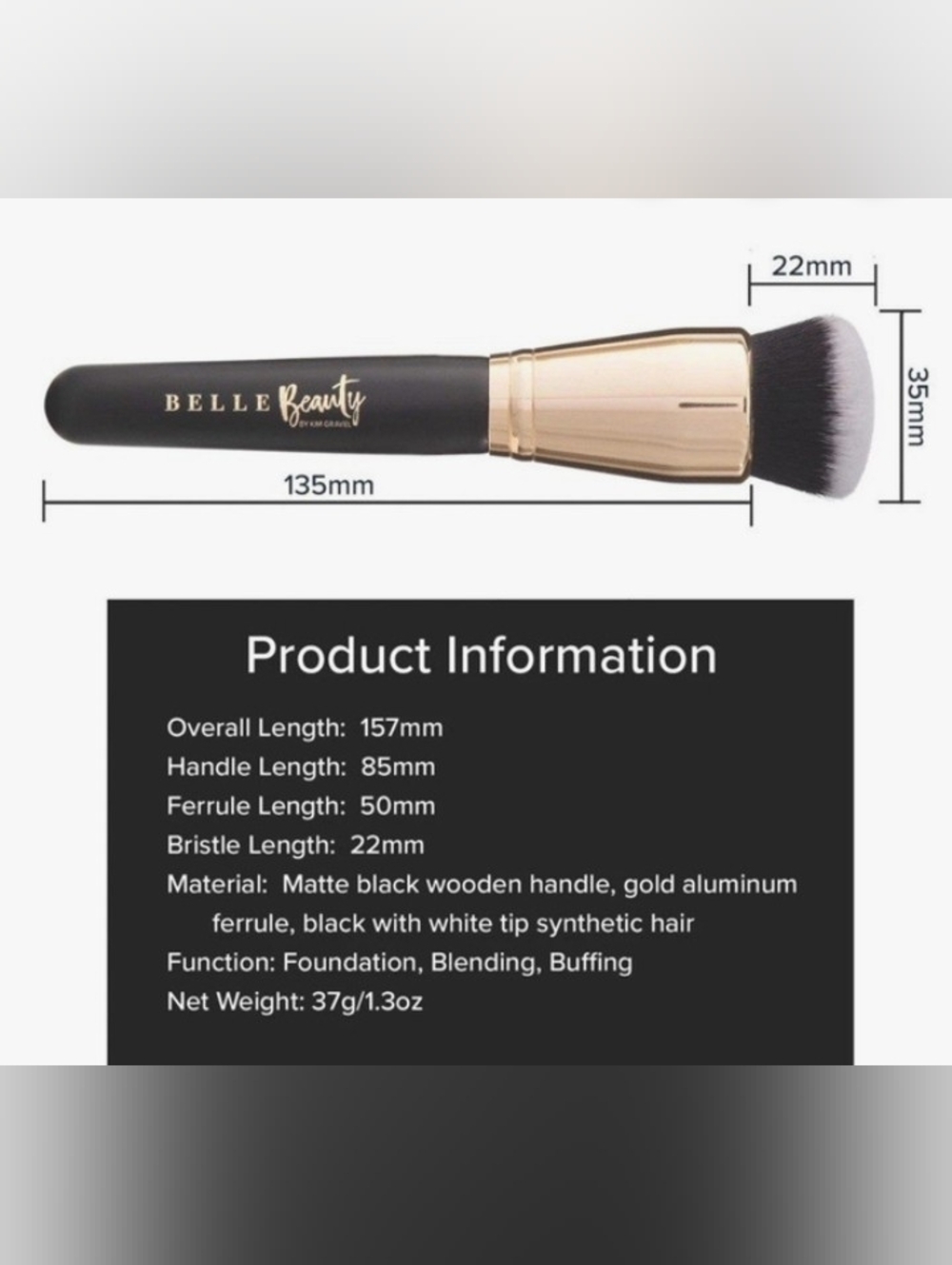 Belle Beauty by Kim Gravel Foundation Brush Brand New - Picture 2 of 3